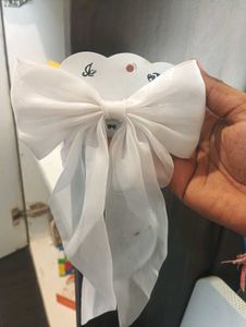 White Bow Hair Accessory