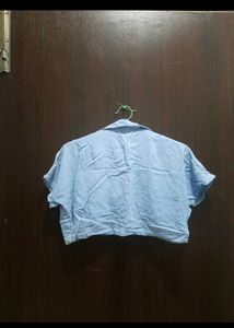 Blue Cropped Shrug