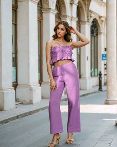 Purple Co-ord Set (Bandeaus Top With Pants)