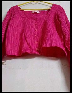 Pink Long Sleeve Crop Top
