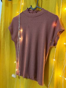 Ribbed Mock Neck Short Sleeve Top