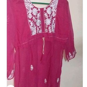 Chikankari Pink Kurti
