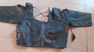 Striped Blue Saree with designer blouse