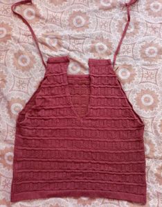 Cute Pink Knit Halter Top