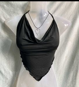 tie back halterneck + cowl neck top