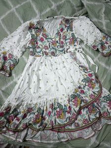 Floral White Wrap Dress
