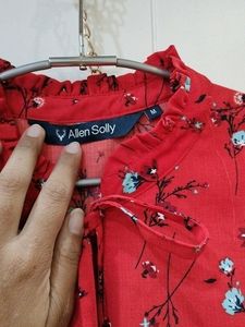 Allen Solly Floral Ruffled Red Top