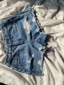 Ripped Denim Shorts