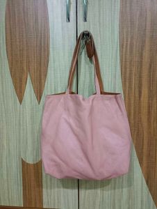Imported Pink Leather Tote Bag