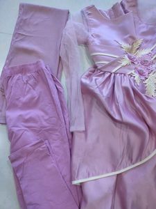 Pink Satin Frock For Girls