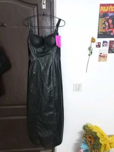Black Faux Leather Bodycon Dress