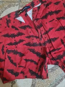 Red Bat Print Shorts