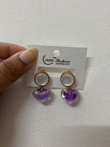 Iridescent Heart Drop Earrings