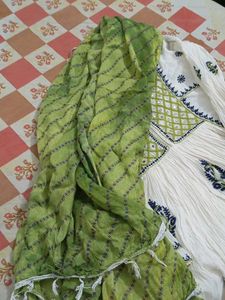 Lucknowi Embroidery Frock Kurta With Dupatta
