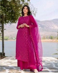 Designer Georgett Sequence Work Straight Kurta Set