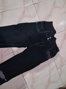 Black Knee Cut Denim