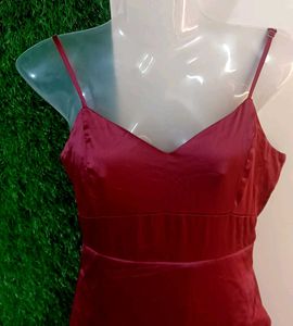 Elegant Maroon Ruffled Dress