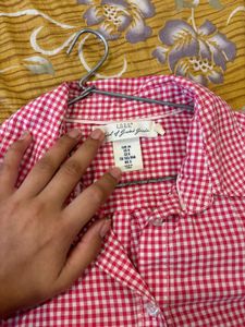 Pink &amp; White plaid Checked Shirt