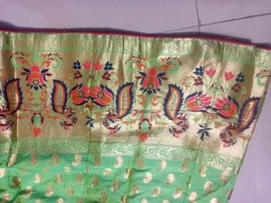 Pista Green &amp; Orenge Banarsi Lehnga Choli 💚🧡
