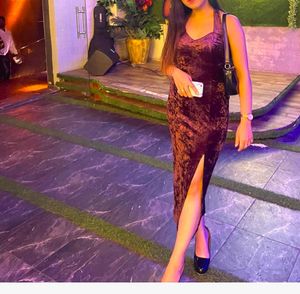 Velvet Backless Slit Dress