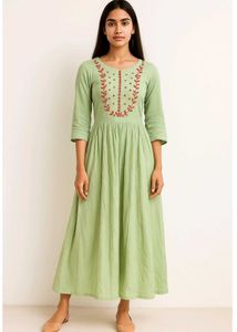Green Embroidered Nayra Cut  Dress