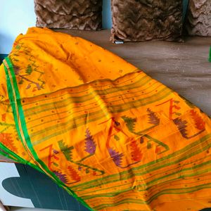 🛍️ Cotton Orange Saree ⭐⭐⭐⭐