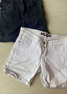 COMBO white and black denim shorts