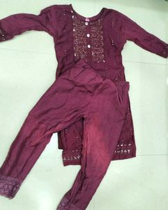 Burgundy Embellished Kurti