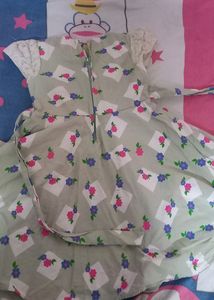 3 Years Baby Girl White And Greey Pink Colur Miksed Frock