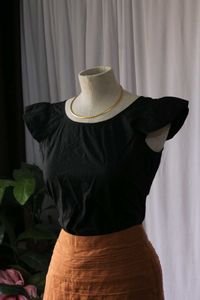 Black Flutter Sleeve Top