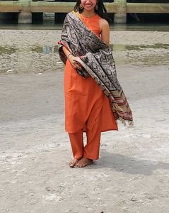 Elegant Orange Kurta Set with Dupatta