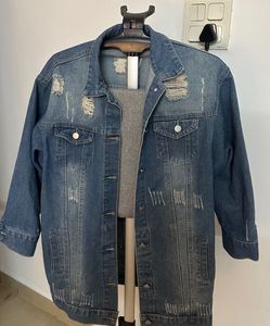 Distressed Denim oversized Jacket | L size