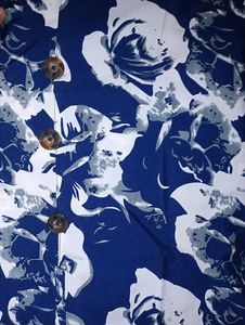 Yessica Blue Collared Dress With Rose Print