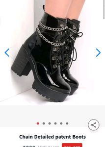 Punk Faux Leather Boots With Chains