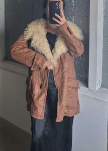 Brown Shearling Collar Jacket
