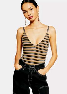 Topshop Sleeveless Bodysuit In Metallic Strap