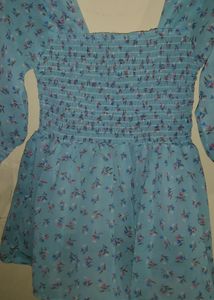 Cute Aqua Blue Floral Top