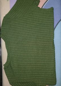 Olive Green Ribbed Top