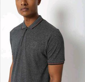 Teamspirit Men Polo Neck Zipper T shirt