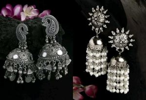 Oxidized Jhumka Earring Set Pack Of 2