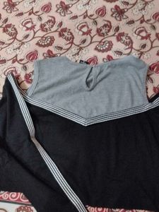 Black And Grey Cold Shoulder Top