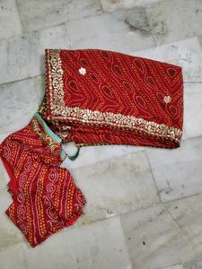 Red Bandhani Saree 🎆🎇🎊