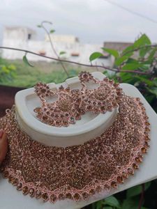 rosegold diamond necklace set