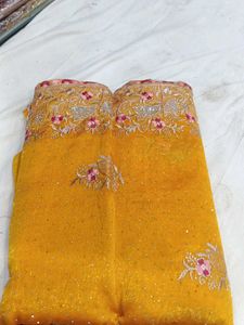 Elegant Yellow Embroidered Saree