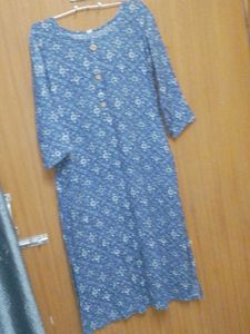 Blue Printed Kurti soft cotton linen 2xl