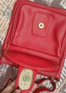 Red Crossbody Bag with Jewel Detail