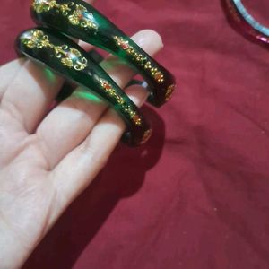 Beautiful Green And Marron Bangles