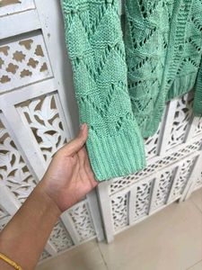 Laced Green Knit Cardigan D