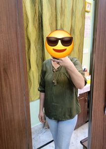 Olive Green Tassel Tie Top