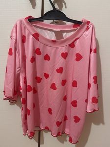Pink Heart Print Top